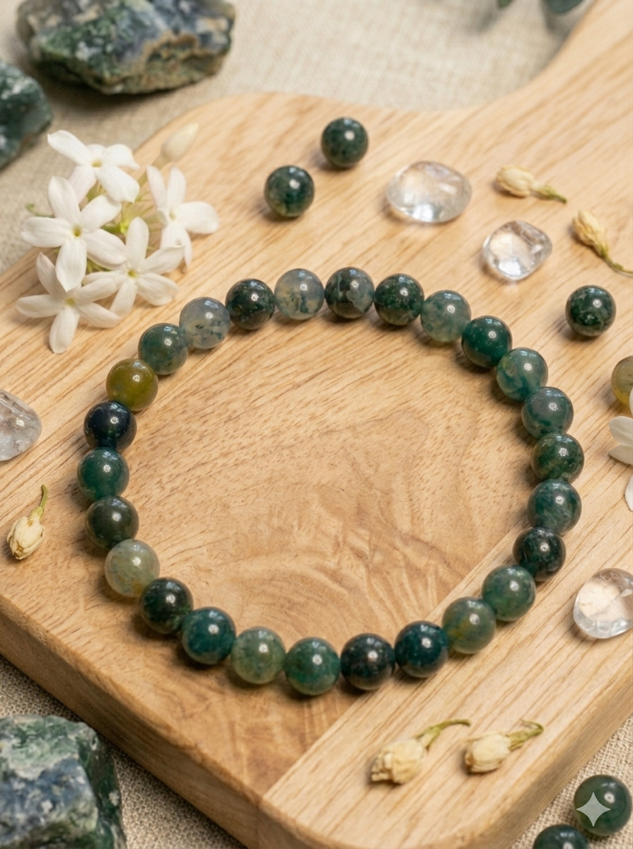 Bracelet Agate Mousse - 6 mm - Renouveau & Confiance