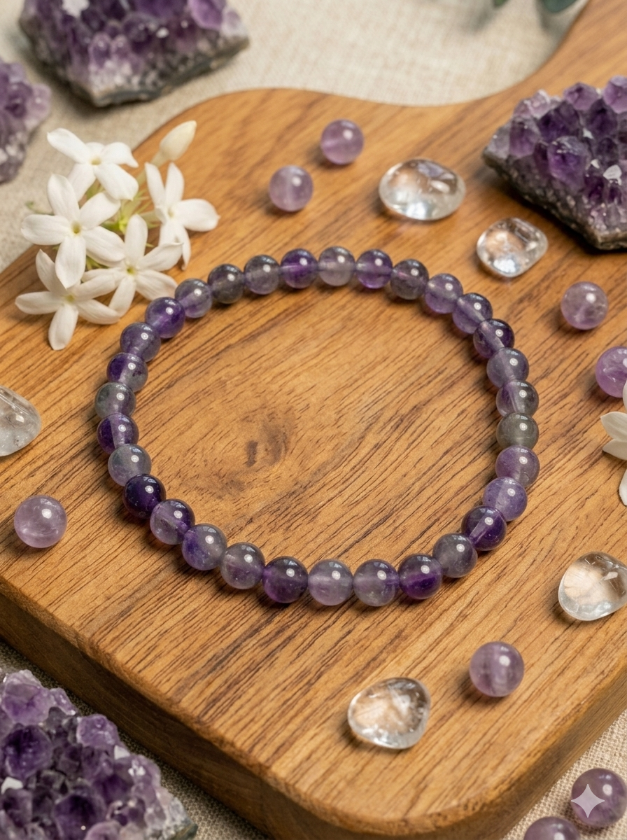 Bracelet Amethyste - 6 mm - Sérénité & Intuition