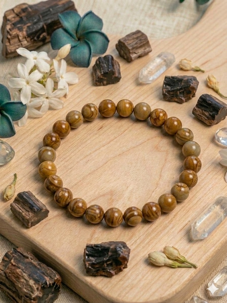 Bracelet en bois fossilisé - 6 mm - Stabilité & Ancrage