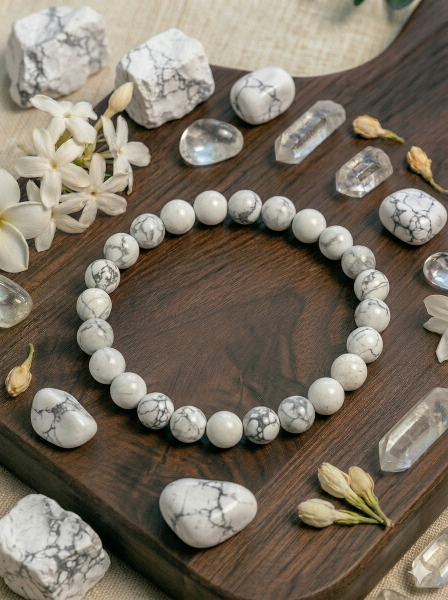 Bracelet Howlite Blanche - 6 mm - Sérénité & Apaisement