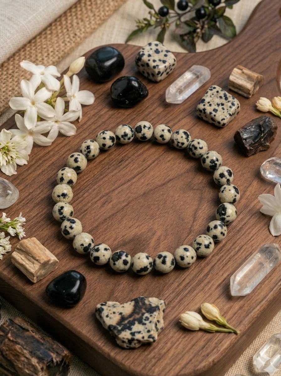 Bracelet Jaspe Dalmatien - 6 mm - Joie & Protection