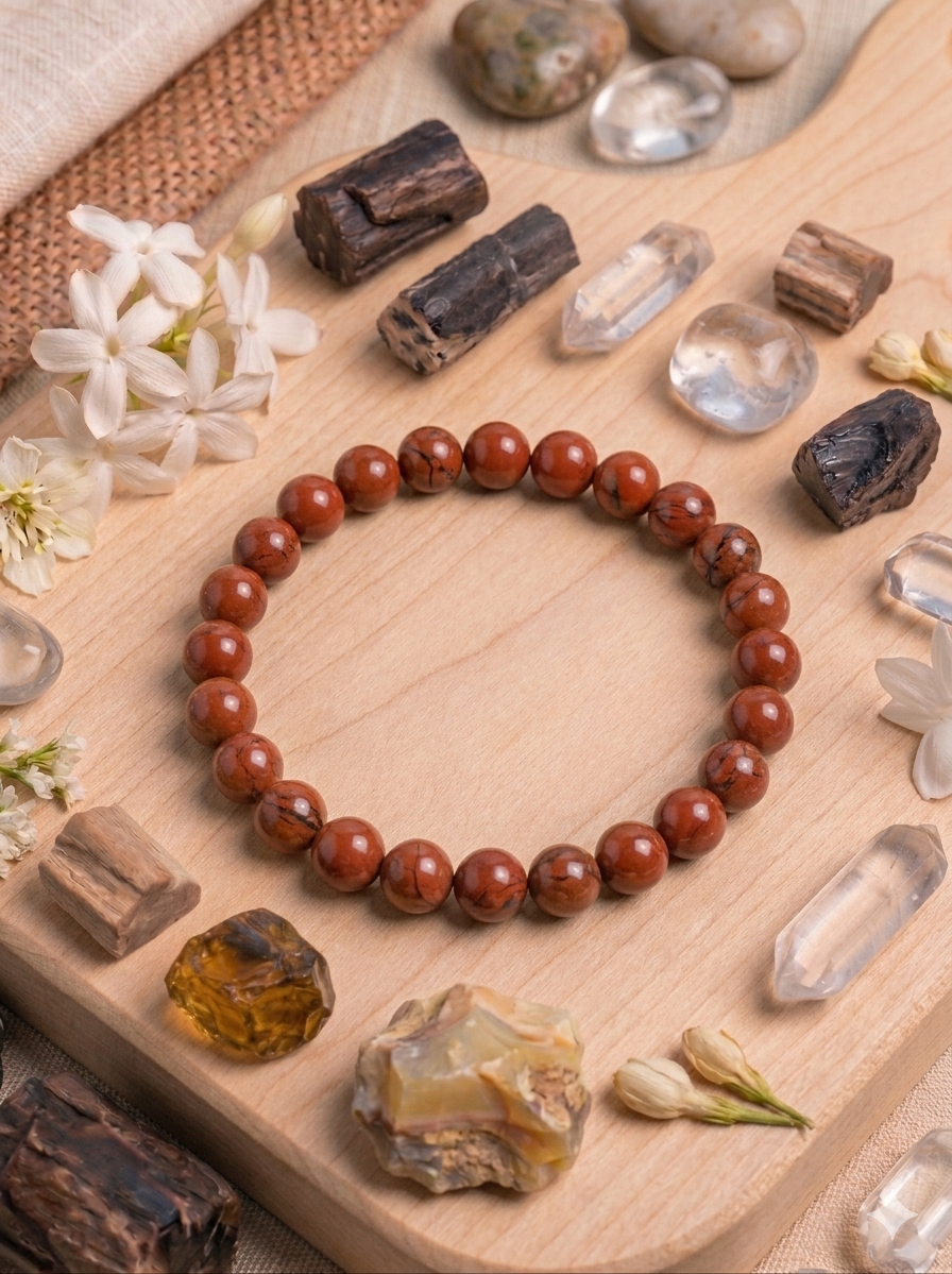 Bracelet Jaspe rouge - 6 mm - Vitalité & Courage