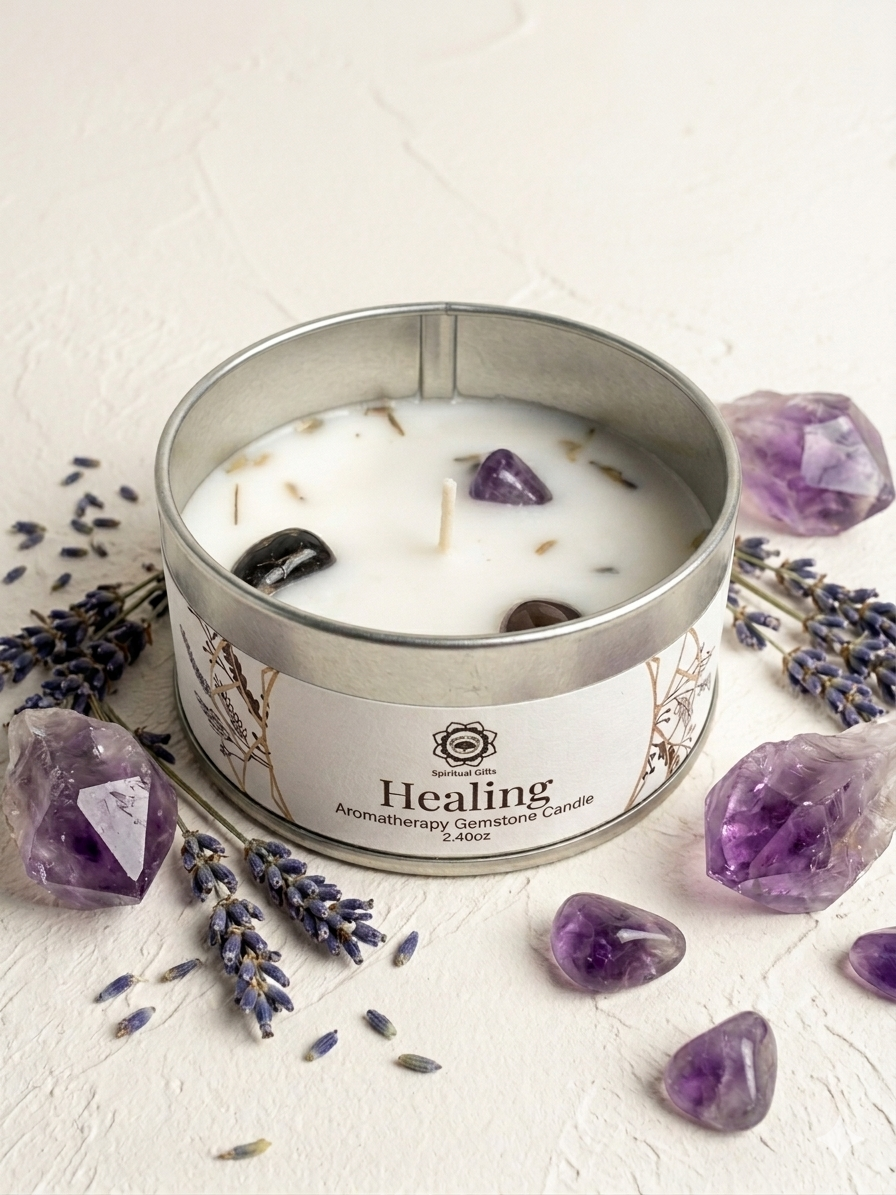 Bougie Guérison - Lavande et Amethyste - 70 gr