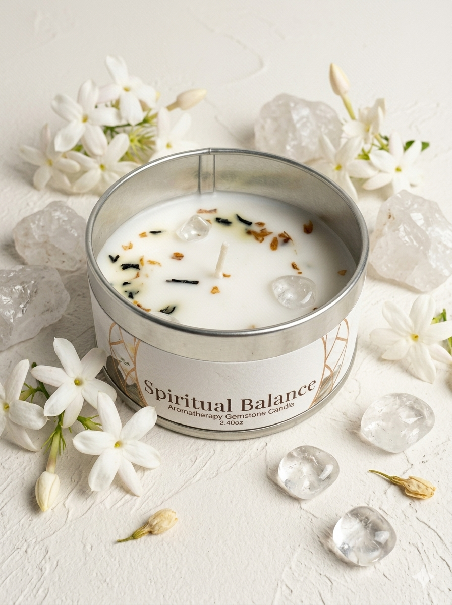 Bougie Jasmin et Quartz Blanc